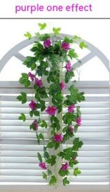 Artificial Morning Glory Rattan Vine, Simulation Plant Wall Hanging Decoration for Home, Balcony, or Garden Décor (Color: Purple)