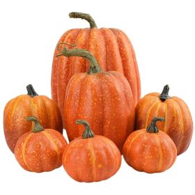 Artificial Pumpkin Decoration Set, 7-Piece Simulation Pumpkin Models for Thanksgiving, Halloween, and Autumn Table Décor (Option: as picture)