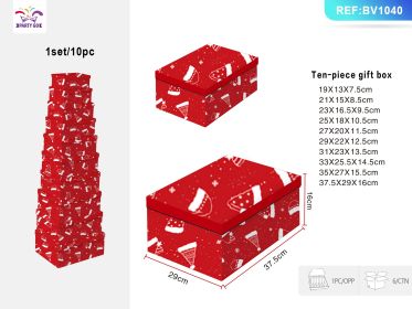 Christmas Gift Box Set, 10-Piece Holiday Decorative Boxes for Gift Wrapping, Party Favors, and Seasonal Gifting (Option: D)