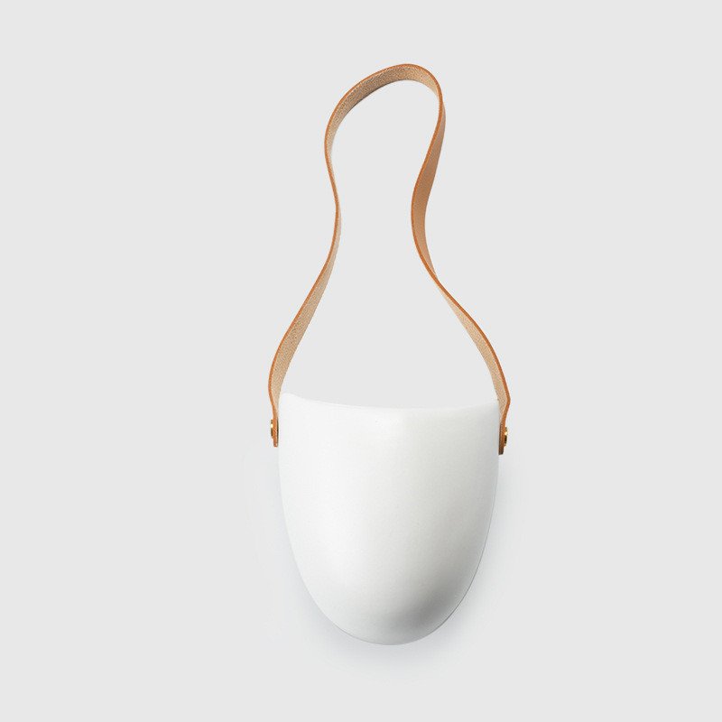 Wall-Mounted Half Ceramic Flower Pot, No-Drill Balcony Green Plant Planter for Indoor or Outdoor Wall Décor (Option: Leather cord bright white 1pa-Small and medium)
