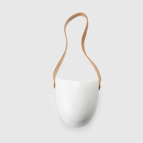 Wall-Mounted Half Ceramic Flower Pot, No-Drill Balcony Green Plant Planter for Indoor or Outdoor Wall Décor (Option: Leather cord bright white 1pa-Small and medium)