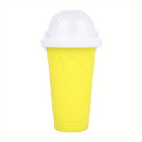 400ml Summer Homemade Squeezable Juice Water Bottle, Quick-Frozen Ice Cream Slushy Maker Smoothie Cup (Color: Yellow)