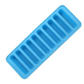 10-Slot Rectangular Ice & Chocolate Mold – Silicone Tray for Candy, Biscuit, or Cake Bites (Color: Blue)