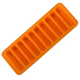 10-Slot Rectangular Ice & Chocolate Mold – Silicone Tray for Candy, Biscuit, or Cake Bites (Color: Orange)