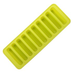10-Slot Rectangular Ice & Chocolate Mold – Silicone Tray for Candy, Biscuit, or Cake Bites (Color: Green)