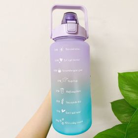 2L Motivational Water Bottle with Time Markers & Bounce Lid – Frosted Finish with Stickers for Sports & Travel (Color: Purple 1)