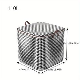 Foldable Fabric Storage Bag – Large Waterproof Organizer for Clothes & Quilts (Color: Houndstooth, size: 15.75*15.75*19.69inch)