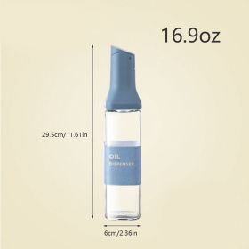 500ml Oil & Vinegar Dispenser – Auto-Open, Leak-Proof Glass Bottle for Kitchen Use (Color: Blue)