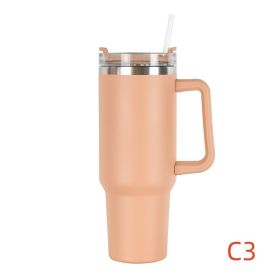 40oz Stainless Steel Travel Tumbler with Handle, Logo, Lid & Straw – Insulated Thermos Mug for Car, Outdoor, Beer & Water (Capacity: 1200ml, Color: C3)