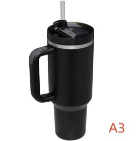 40oz Stainless Steel Travel Tumbler with Handle, Logo, Lid & Straw – Insulated Thermos Mug for Car, Outdoor, Beer & Water (Capacity: 1200ml, Color: A3)