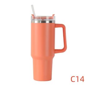 40oz Stainless Steel Travel Tumbler with Handle, Logo, Lid & Straw – Insulated Thermos Mug for Car, Outdoor, Beer & Water (Capacity: 1200ml, Color: C14)