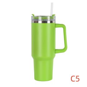 40oz Stainless Steel Travel Tumbler with Handle, Logo, Lid & Straw – Insulated Thermos Mug for Car, Outdoor, Beer & Water (Capacity: 1200ml, Color: C5)