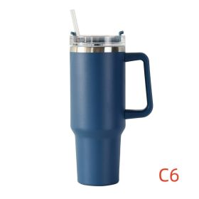 40oz Stainless Steel Travel Tumbler with Handle, Logo, Lid & Straw – Insulated Thermos Mug for Car, Outdoor, Beer & Water (Capacity: 1200ml, Color: C6)