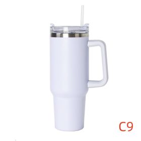 40oz Stainless Steel Travel Tumbler with Handle, Logo, Lid & Straw – Insulated Thermos Mug for Car, Outdoor, Beer & Water (Capacity: 1200ml, Color: C9)