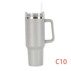 40oz Stainless Steel Travel Tumbler with Handle, Logo, Lid & Straw – Insulated Thermos Mug for Car, Outdoor, Beer & Water (Capacity: 1200ml, Color: C10)