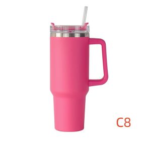40oz Stainless Steel Travel Tumbler with Handle, Logo, Lid & Straw – Insulated Thermos Mug for Car, Outdoor, Beer & Water (Capacity: 1200ml, Color: C8)