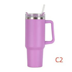 40oz Stainless Steel Travel Tumbler with Handle, Logo, Lid & Straw – Insulated Thermos Mug for Car, Outdoor, Beer & Water (Capacity: 1200ml, Color: C2)