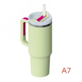 40oz Stainless Steel Travel Tumbler with Handle, Logo, Lid & Straw – Insulated Thermos Mug for Car, Outdoor, Beer & Water (Capacity: 1200ml, Color: A7)