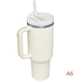 40oz Stainless Steel Travel Tumbler with Handle, Logo, Lid & Straw – Insulated Thermos Mug for Car, Outdoor, Beer & Water (Capacity: 1200ml, Color: A6)