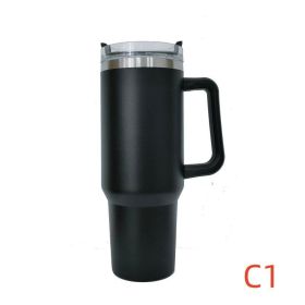 40oz Stainless Steel Travel Tumbler with Handle, Logo, Lid & Straw – Insulated Thermos Mug for Car, Outdoor, Beer & Water (Capacity: 1200ml, Color: C1)