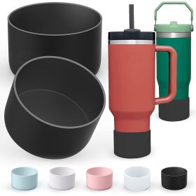 2-Pack Silicone Bottle Bottom Sleeve – Protective Boot for Water Bottles (Color: Black)