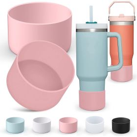 2-Pack Silicone Bottle Bottom Sleeve – Protective Boot for Water Bottles (Color: Pink)