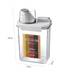 Large Clear Cereal Storage Container – Airtight Plastic Food Storage Box with Lid for Kitchen & Pantry Organization (Capacity: 1800ml Airtight Measuring Cup)