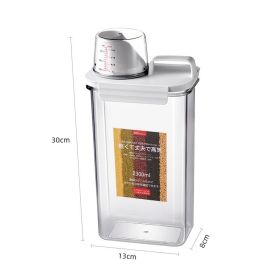 Large Clear Cereal Storage Container – Airtight Plastic Food Storage Box with Lid for Kitchen & Pantry Organization (Capacity: 2300ml Airtight Measuring Cup)