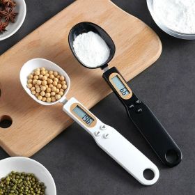 Digital Measuring Spoon Scale – 0.1g–500g LCD Kitchen Weight Tool (Battery Powered) (Color: Black)