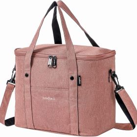 Large Insulated Lunch Bag Reusable Cooler Tote with Shoulder Strap for Work, Office, Picnic, Beach, and Travel (Color: Pink)