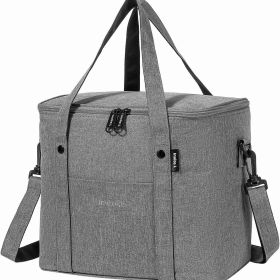 Large Insulated Lunch Bag Reusable Cooler Tote with Shoulder Strap for Work, Office, Picnic, Beach, and Travel (Color: Grey)