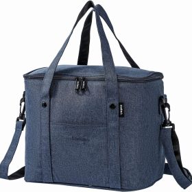 Large Insulated Lunch Bag Reusable Cooler Tote with Shoulder Strap for Work, Office, Picnic, Beach, and Travel (Color: Navy Blue)