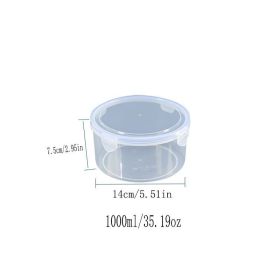 Airtight Plastic Storage Bowls – Microwave & Fridge Safe Food Containers (Set of 1 or 4) (size: Round 1000ml)