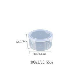 Airtight Plastic Storage Bowls – Microwave & Fridge Safe Food Containers (Set of 1 or 4) (size: Round 300ml)