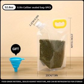 5pcs Reusable Foldable Food Storage Bags with Lids – Clear, Large-Capacity, Moisture-Proof Sealable Containers (Capacity: 1.5 Liters (5 Packs))