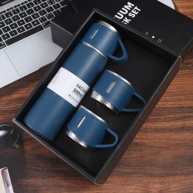 Stainless Steel Insulated Travel Mug with Gift Box – Double Wall Leakproof Thermal Bottle for Hot & Cold Beverages (Color: Blue + Gift Box + 2 Cup Covers)