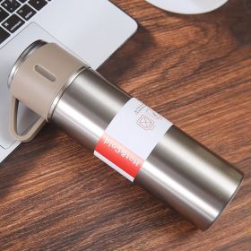 Stainless Steel Insulated Travel Mug with Gift Box – Double Wall Leakproof Thermal Bottle for Hot & Cold Beverages (Color: Steel Color Single Cup)