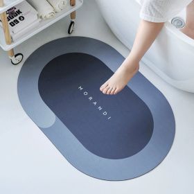 Diatom Mud Oval Bath Mat, Super Absorbent Quick-Dry Non-Slip Bathroom Floor Rug, Easy-Clean Design (Color: Blue, size: 19.6*31.5"/50*80CM)