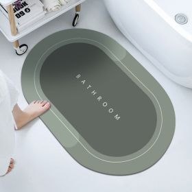Diatom Mud Oval Bath Mat, Super Absorbent Quick-Dry Non-Slip Bathroom Floor Rug, Easy-Clean Design (Color: Light Green, size: 15.7*23.6"/40*60CM)