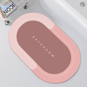 Diatom Mud Oval Bath Mat, Super Absorbent Quick-Dry Non-Slip Bathroom Floor Rug, Easy-Clean Design (Color: Pink, size: 15.7*23.6"/40*60CM)