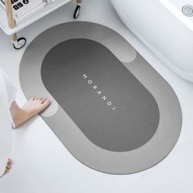 Diatom Mud Oval Bath Mat, Super Absorbent Quick-Dry Non-Slip Bathroom Floor Rug, Easy-Clean Design (Color: Gray, size: 15.7*23.6"/40*60CM)