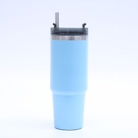 Stainless Steel Vacuum Insulated Mug with Straw, Reusable Tumbler for Home, Office, or Car Use (Color: Blue)