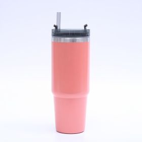 Stainless Steel Vacuum Insulated Mug with Straw, Reusable Tumbler for Home, Office, or Car Use (Color: Pink)