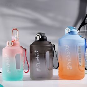 YCALLEY Large Capacity Sports Water Bottle with Time Marker & Straw – 1.5L / 2.3L / 3.8L Hydration Bottle for Fitness & Outdoor (Color: Pink greenish, size: 2300ml)