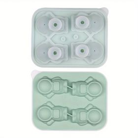 1pc Astronaut Ice Cube Mold Frozen Coffee Milk Tea Internet Celebrity Ice Mold Homemade Silicone Sorbet Ice Tray Mold (Color: 4 Even Spaceman Ice Tray - Dark Green)