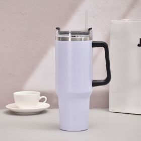 40oz Stainless Steel Insulated Tumbler with Handle & Straw – Leakproof Portable Ice Cup for Cold Drinks & Beer (Color: Purple)