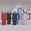 40oz Stainless Steel Insulated Tumbler with Handle & Straw – Leakproof Portable Ice Cup for Cold Drinks & Beer