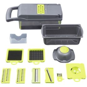Multi-Function Vegetable Dicer and Grater – Manual Kitchen Tool for Cutting, Slicing, and Shredding Potatoes & Vegetables (Color: Grey)