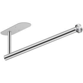 Adhesive Stainless Steel Paper Towel Holder – Under Cabinet or Wall Mount for Kitchen & Bathroom (Color: Silver)