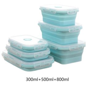 Foldable Silicone Bento Lunch Box – Microwave-Safe, Portable Food Storage Container for School, Picnic & Fruit Preservation (size: 300ml+500ml+800ml)